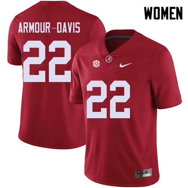 Women #22 Jalyn Armour-Davis Alabama Crimson Tide College Football Jerseys Sale-Red